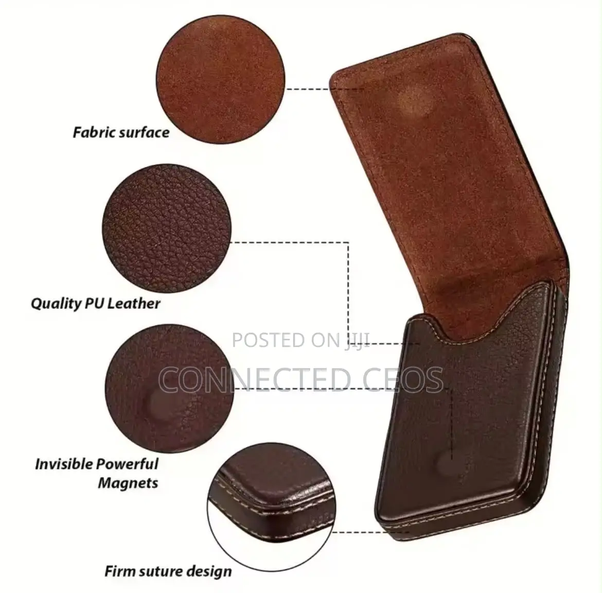 PU Leather Business Card Holder, Vertical Version With Magnetic Shut