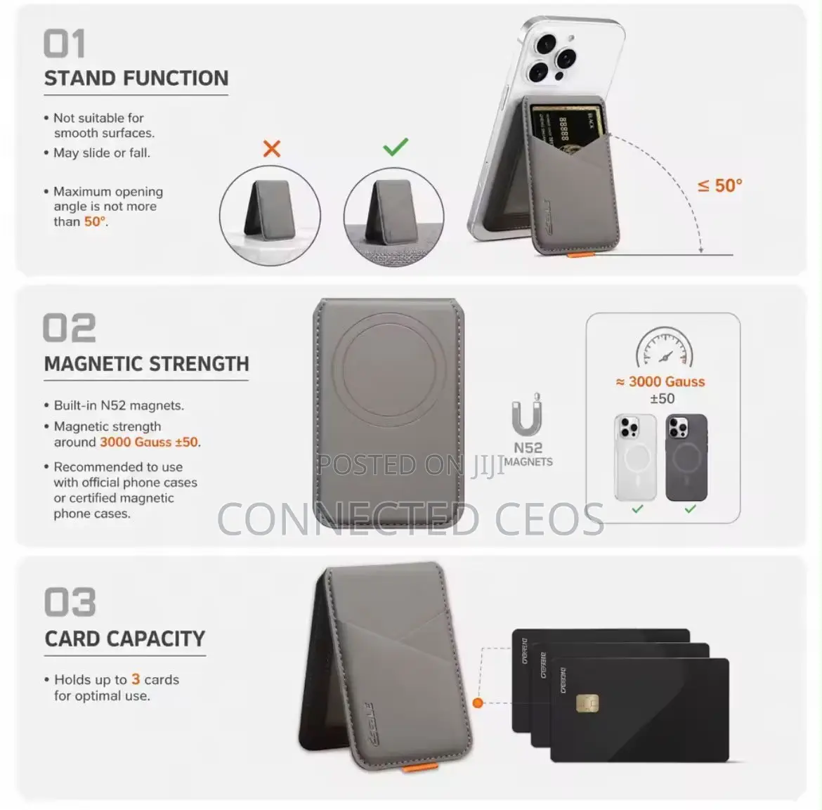 Premium Magnetic Card Holder,with Magnetic Wireles Charging Smartphone