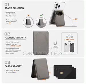 Premium Magnetic Card Holder,with Magnetic Wireles Charging Smartphone