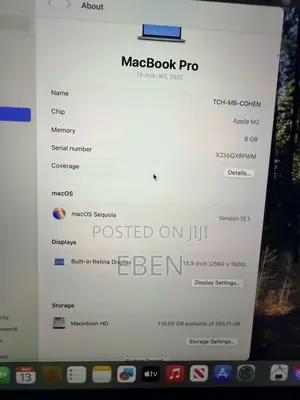 Laptop Apple MacBook Pro 2022 M2 8GB Apple M2 SSD 256GB