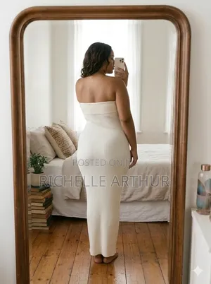Cream Strapless Maxi Dress