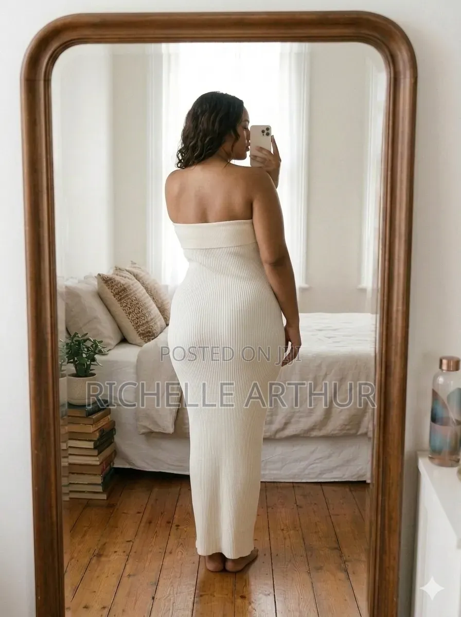 Cream Strapless Maxi Dress