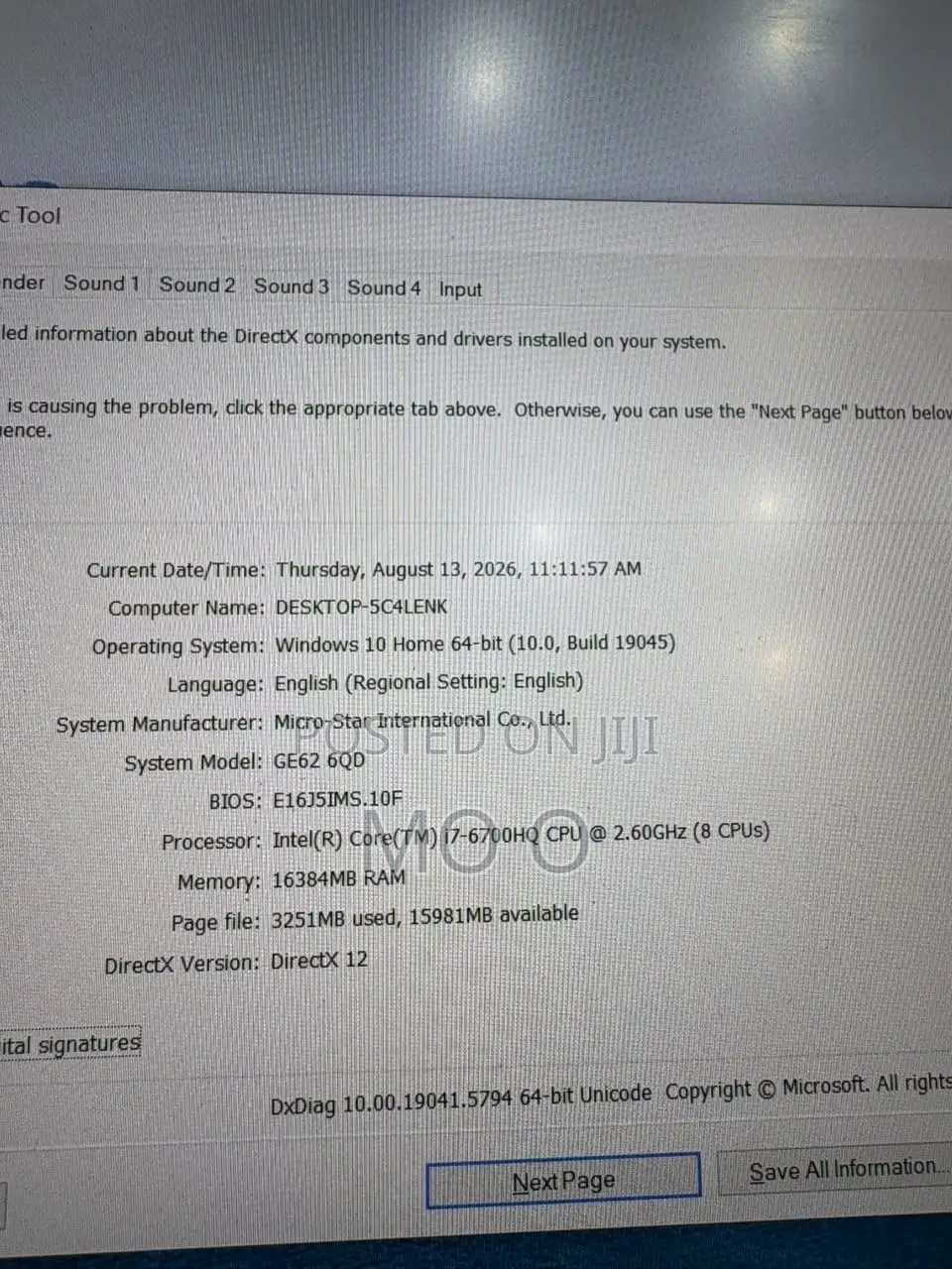 Laptop MSI GE620DX 16GB Intel Core i7 HDD+SSD 128GB