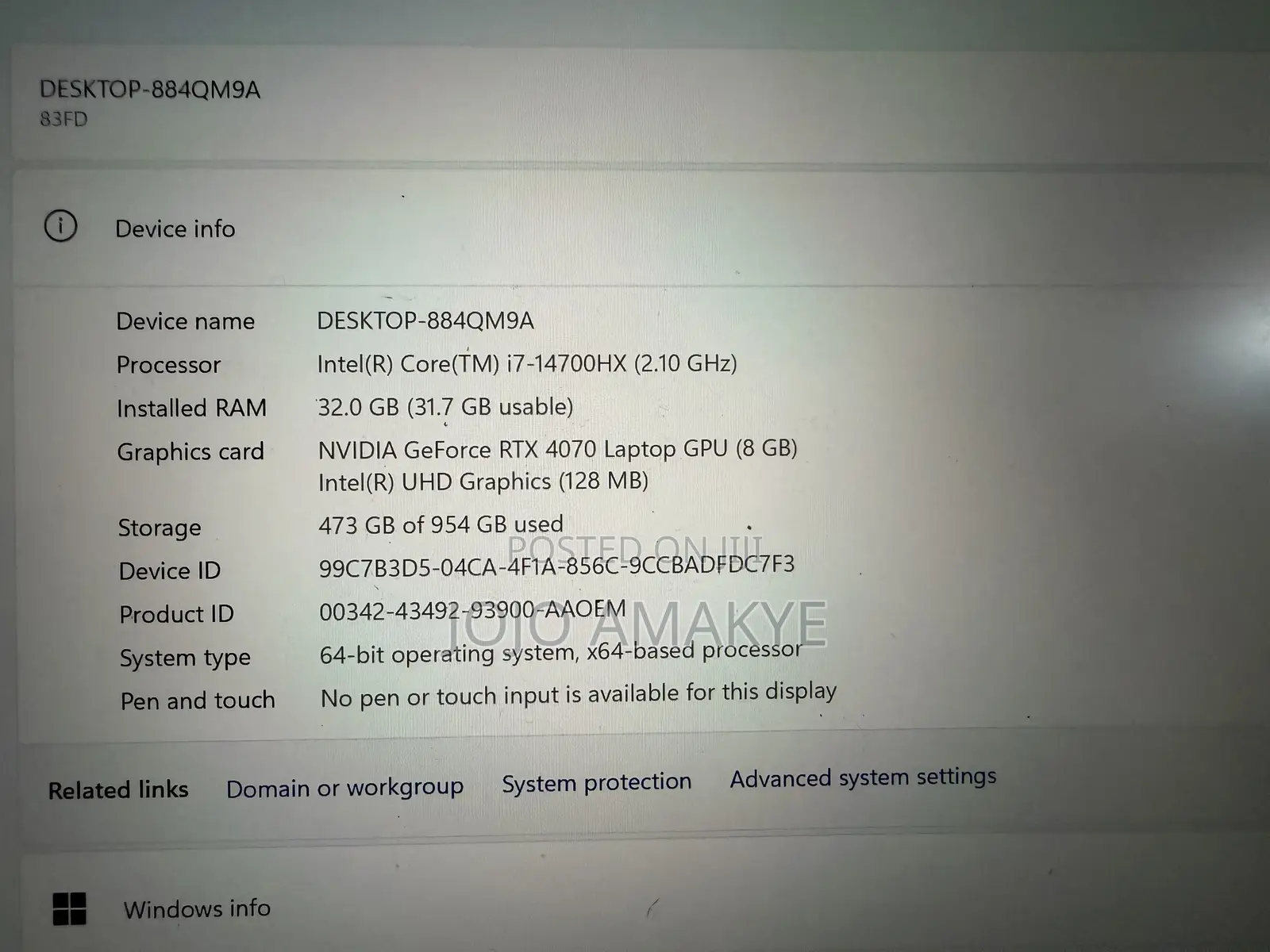 Laptop Lenovo Legion Pro 7 32GB Intel Core i7 SSD 1T