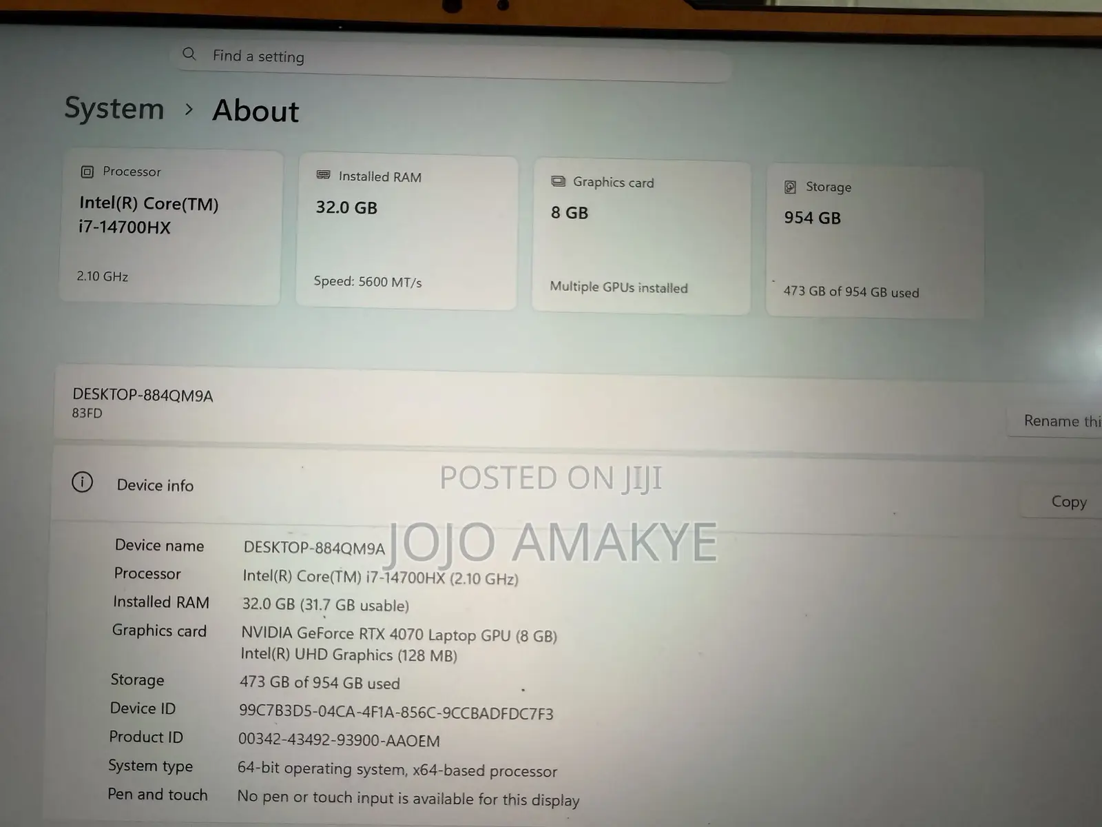 Laptop Lenovo Legion Pro 7 32GB Intel Core i7 SSD 1T
