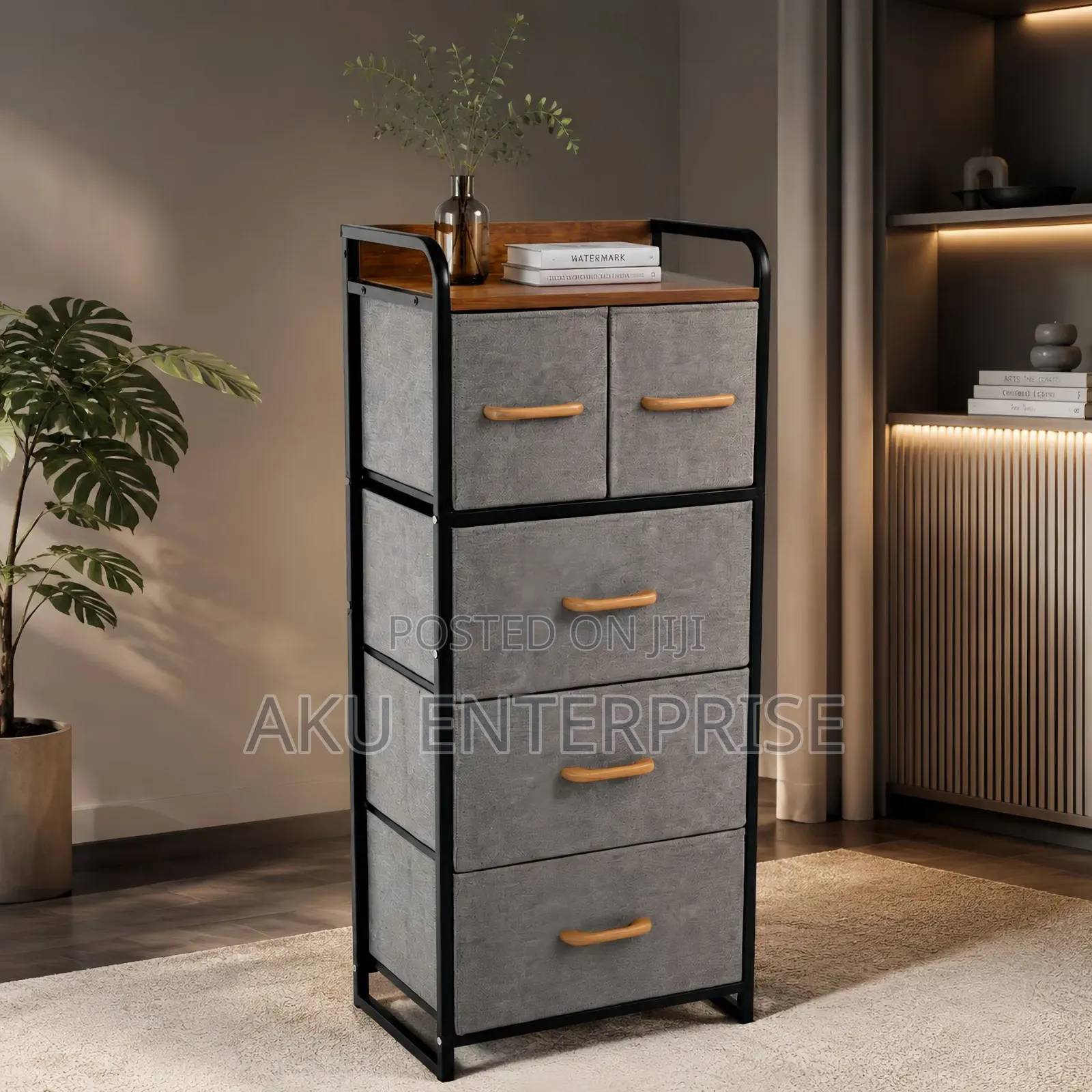 Fabric Drawer Bedside Storage Cabinet