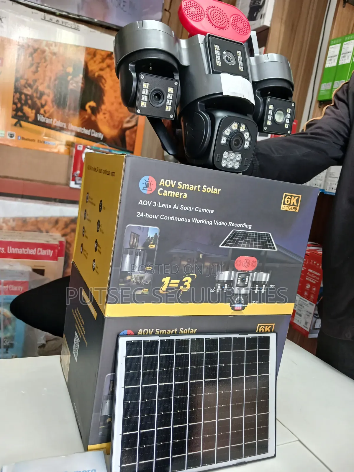 Smart Solar CCTV Camera 3 Lens With Siren