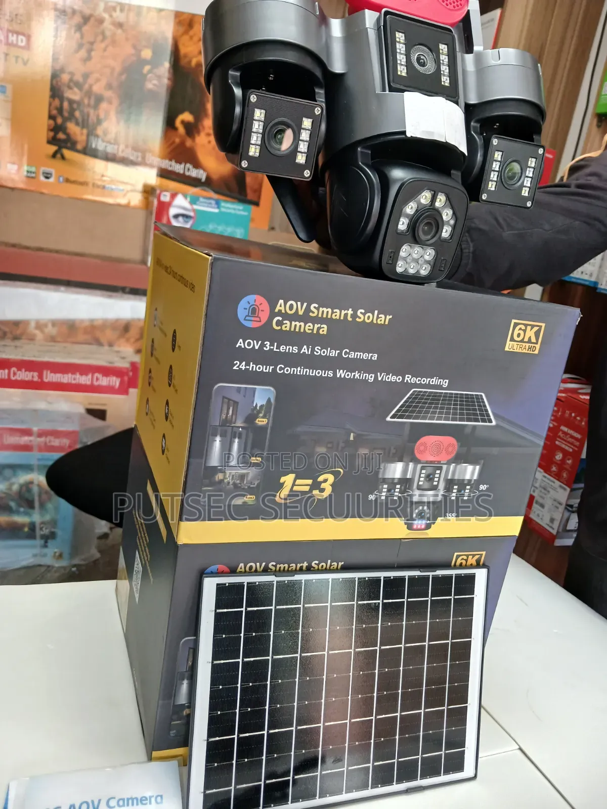 Smart Solar CCTV Camera 3 Lens With Siren