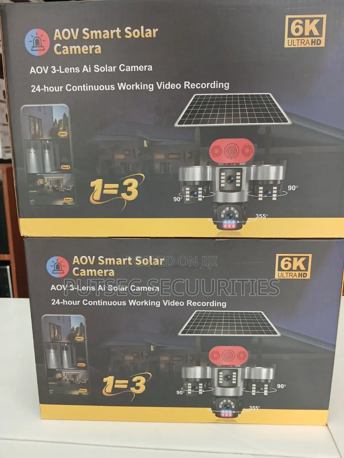 Smart Solar CCTV Camera 3 Lens With Siren