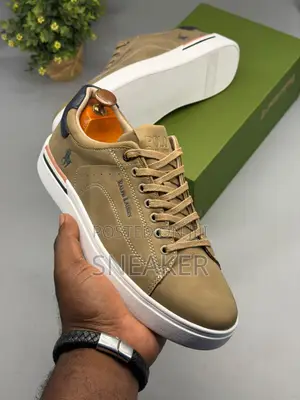 Polo Beige and White Mens Casual