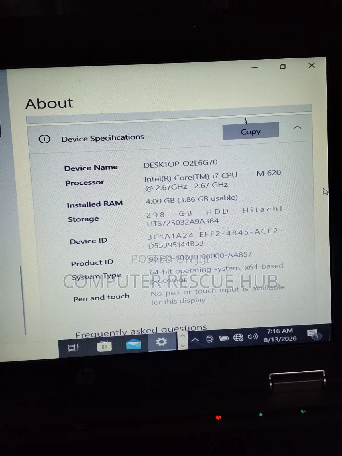 Laptop HP EliteBook 8440P 4GB Intel Core i7 HDD 320GB