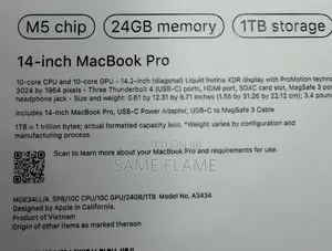 New Laptop Apple MacBook Pro 2025 M5 24GB Apple M5 SSD 1T