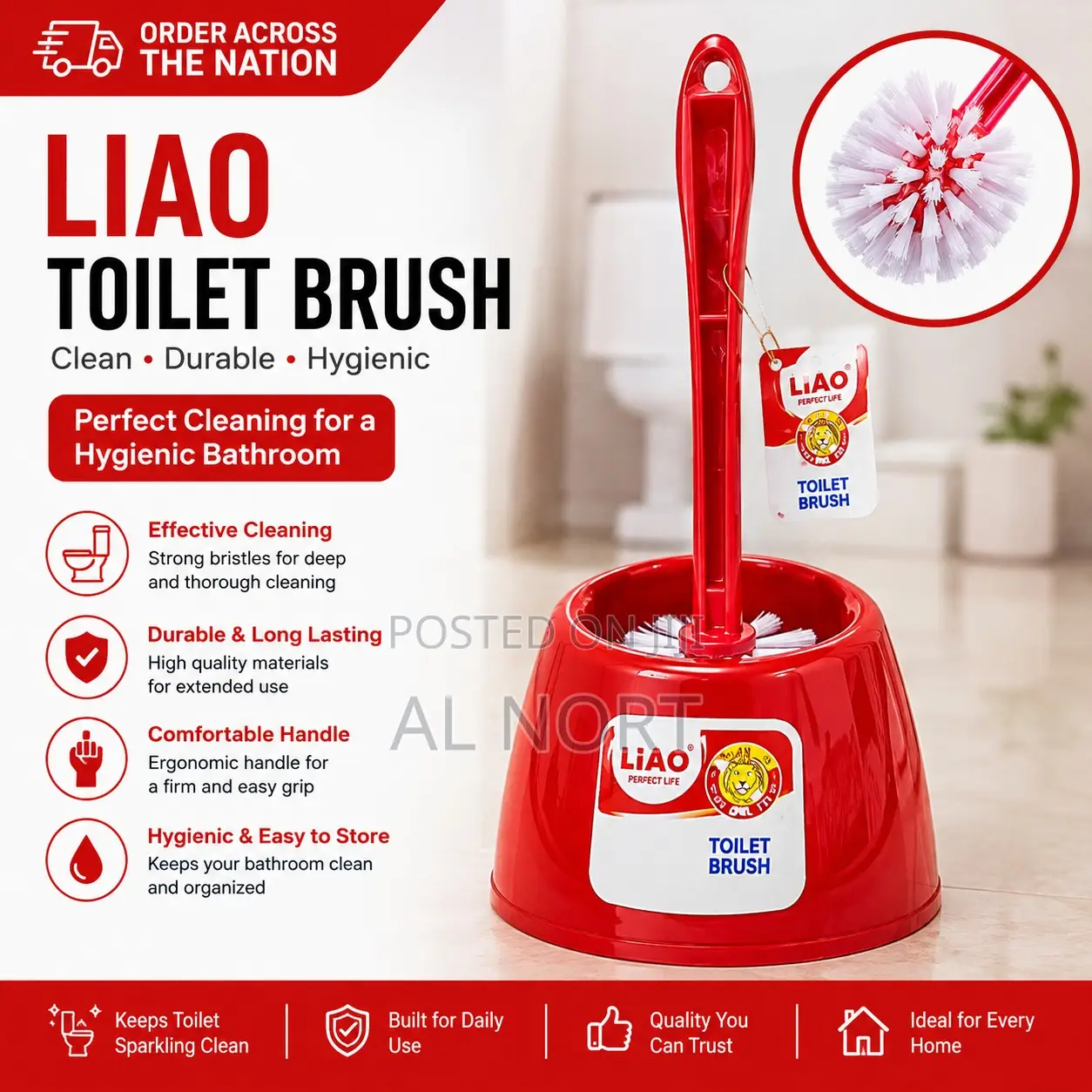 LIAO Toilet Brush With Holder – Red