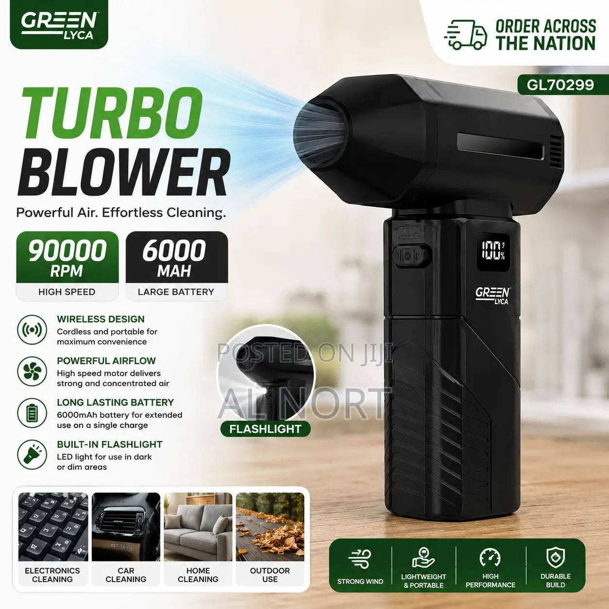 Green Lion Turbo Blower GL70299 – 90,000 RPM, 6000mAh