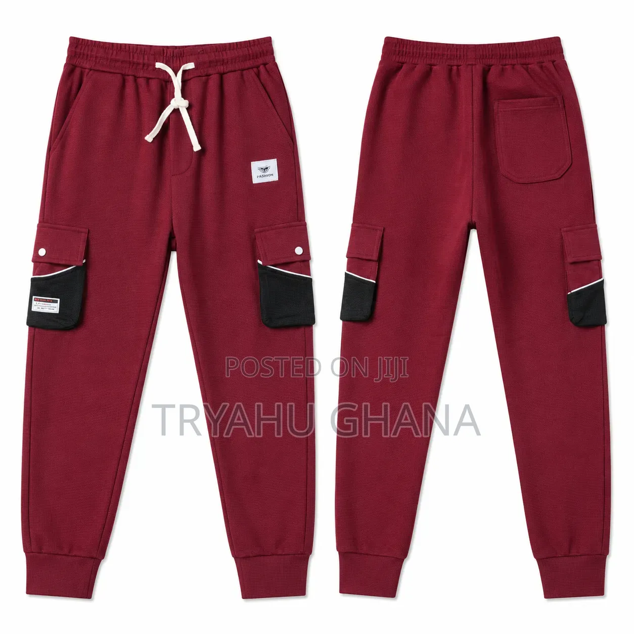 Premium Wine
Men's Side Pocket Joggers for Sale at Tryahu Ghana