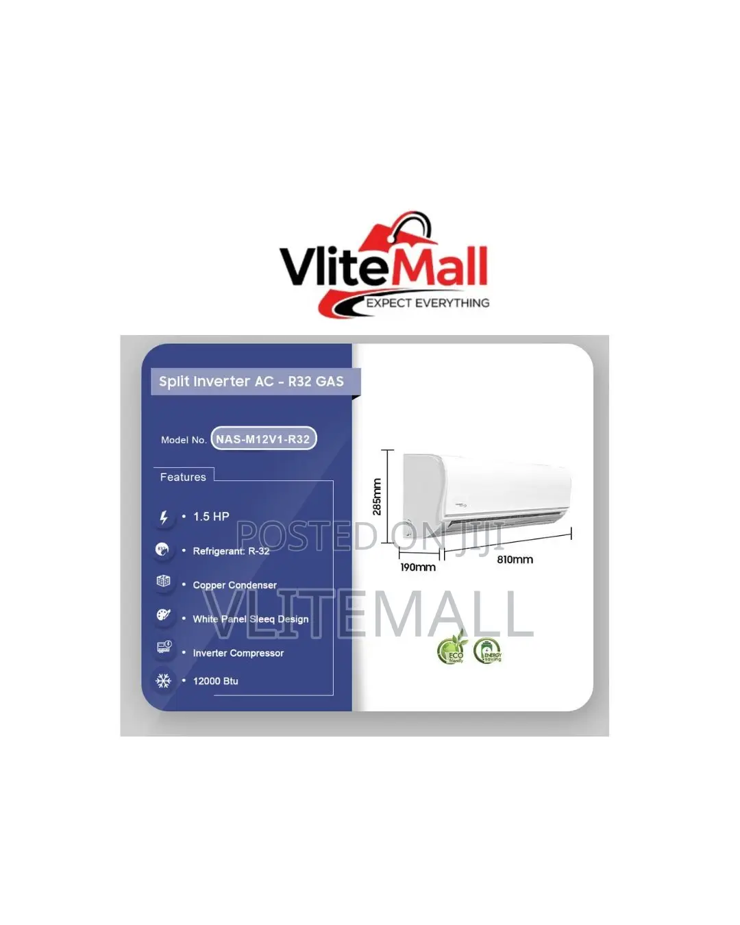 Nasco 1.5Hp Gas Split Inverter Air Conditioner
Sku:
Nas-M12v1-R32