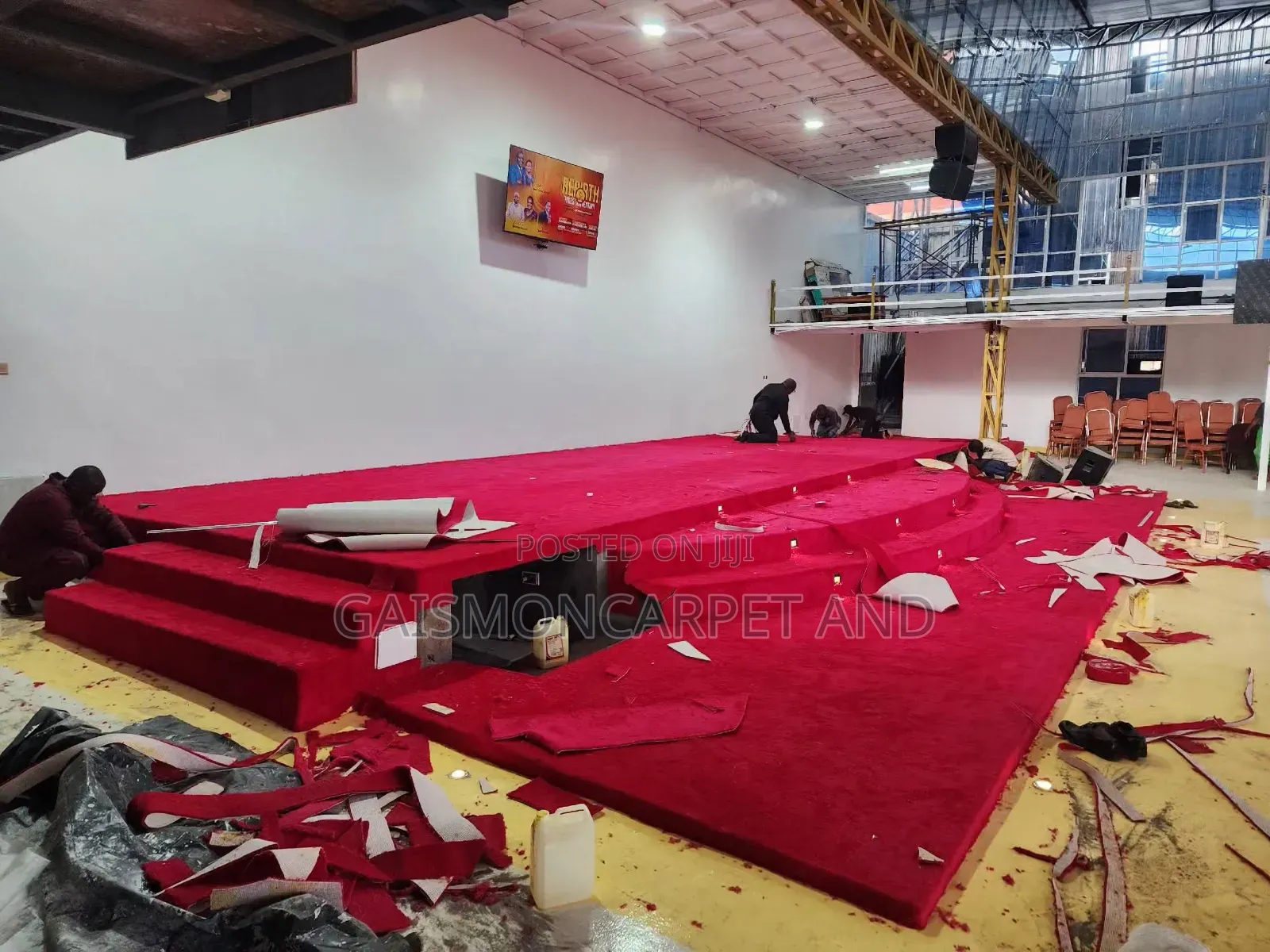 Fluffy Red Premium Carpet for Church Puppet