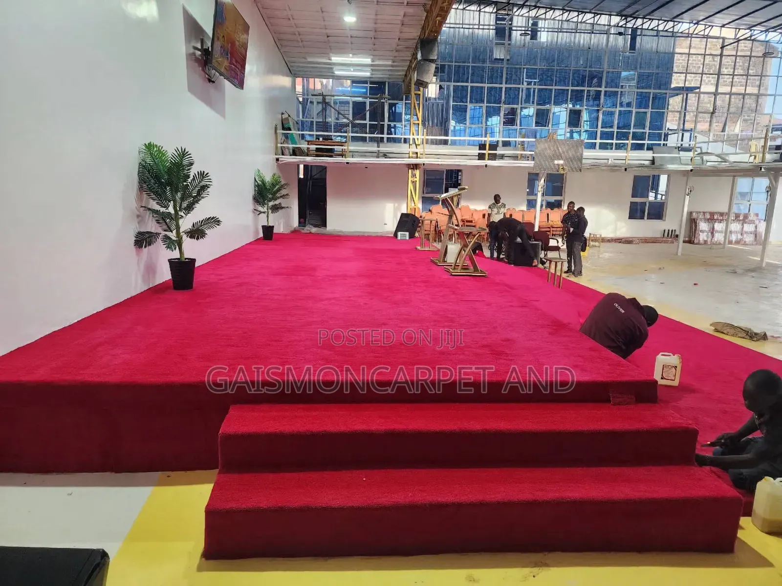 Fluffy Red Premium Carpet for Church Puppet