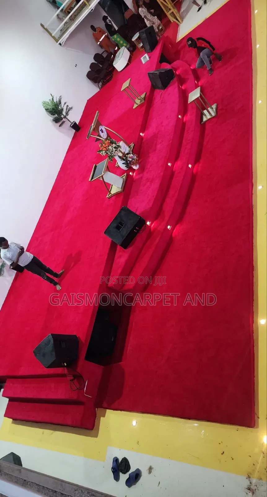 Fluffy Red Premium Carpet for Church Puppet