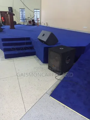 Blue Wooden Carpet Installation for Church Puppets and Others