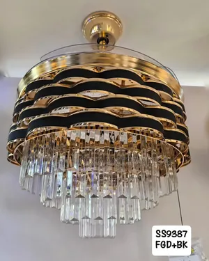 Yellow Gold/Black Chandelier Fan Light 48inches
