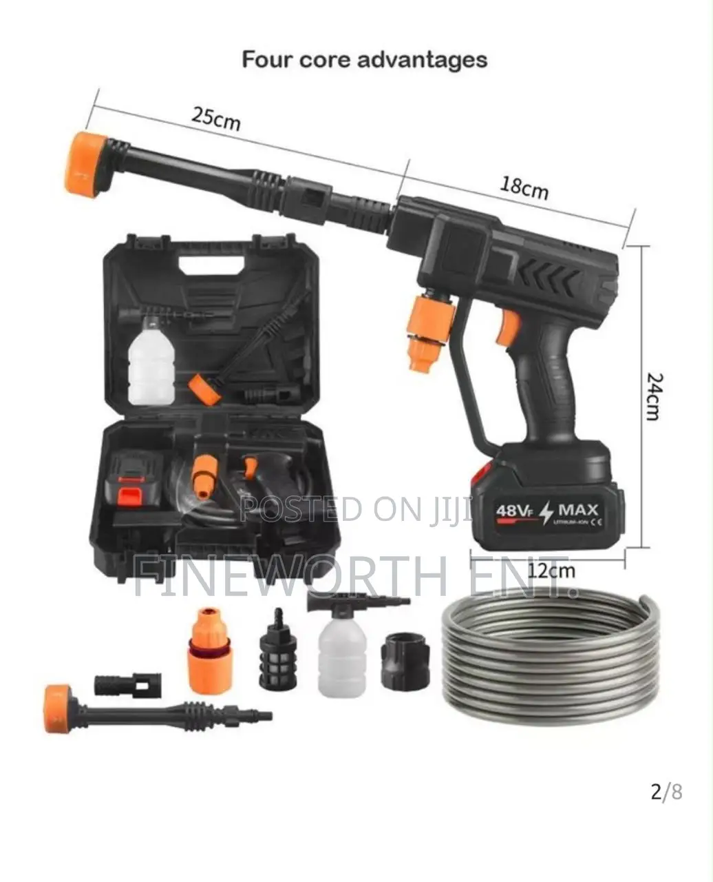 Multipurpose Handheld Pressure Washer, Water Gun Sprayer + 2 Batteries