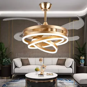Brown Gold Fan Light With Light and Remote Control