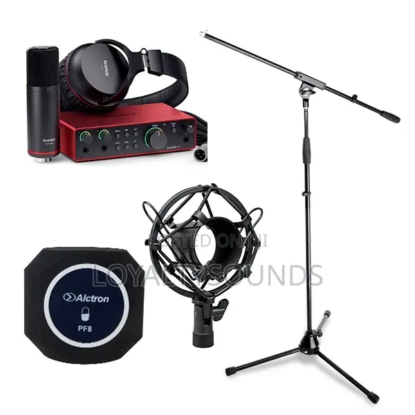 Focusrite 2i2 4th Gen Studio Bundle With Mic Stand and PF8