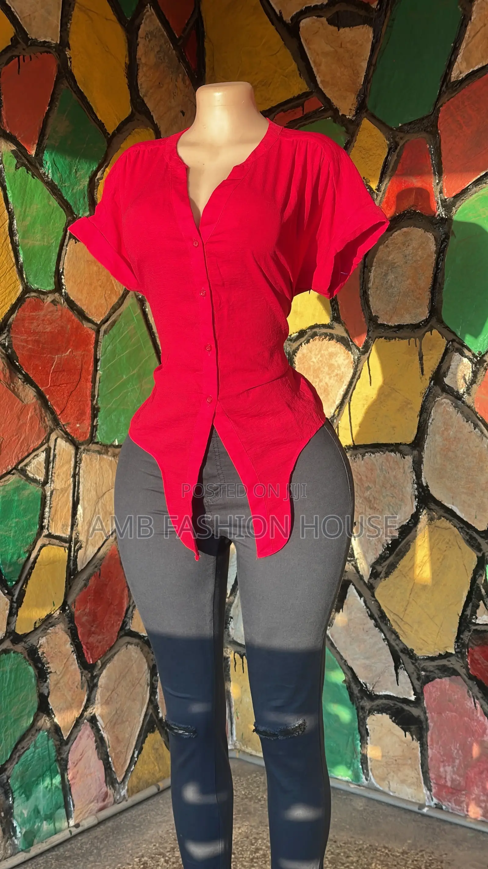 Vibrant Red Short Sleeve Shirt
