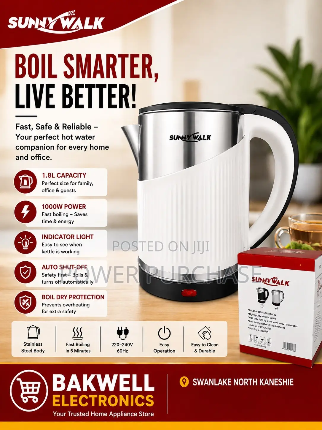 Sunnywalk 1.8L Electric Kettle