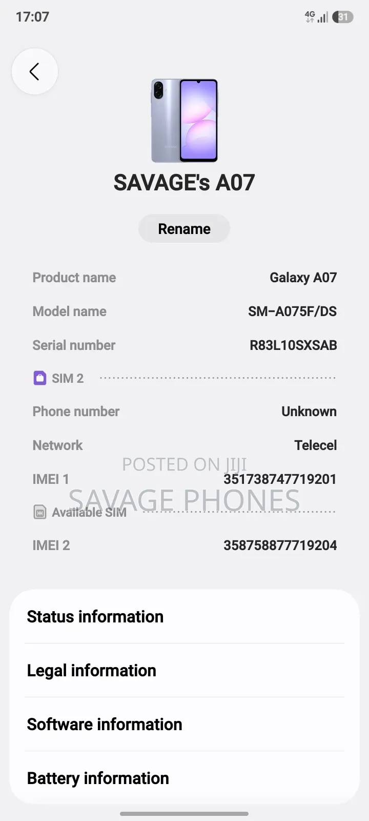 Samsung Galaxy A07 128 GB