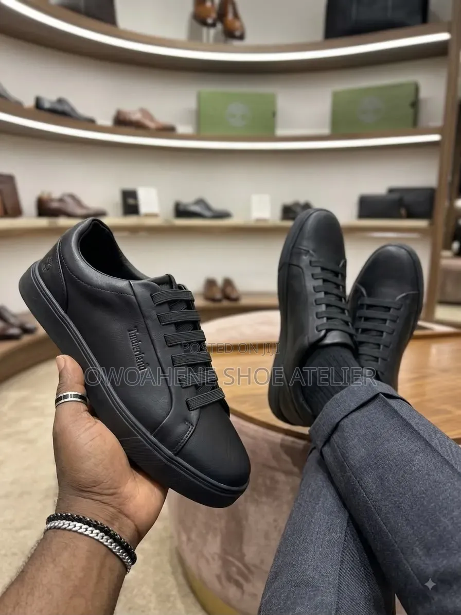 All-Black Timberland Minimalist Leather Sneakers