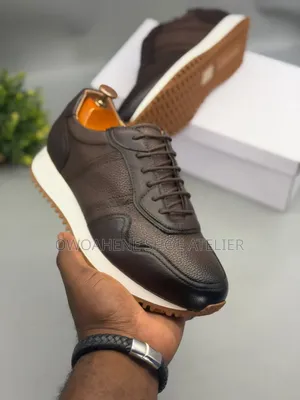 Berluti ÉlanTM Comfort Ergonomic Luxe Leather Sneakers in Coffee Brown