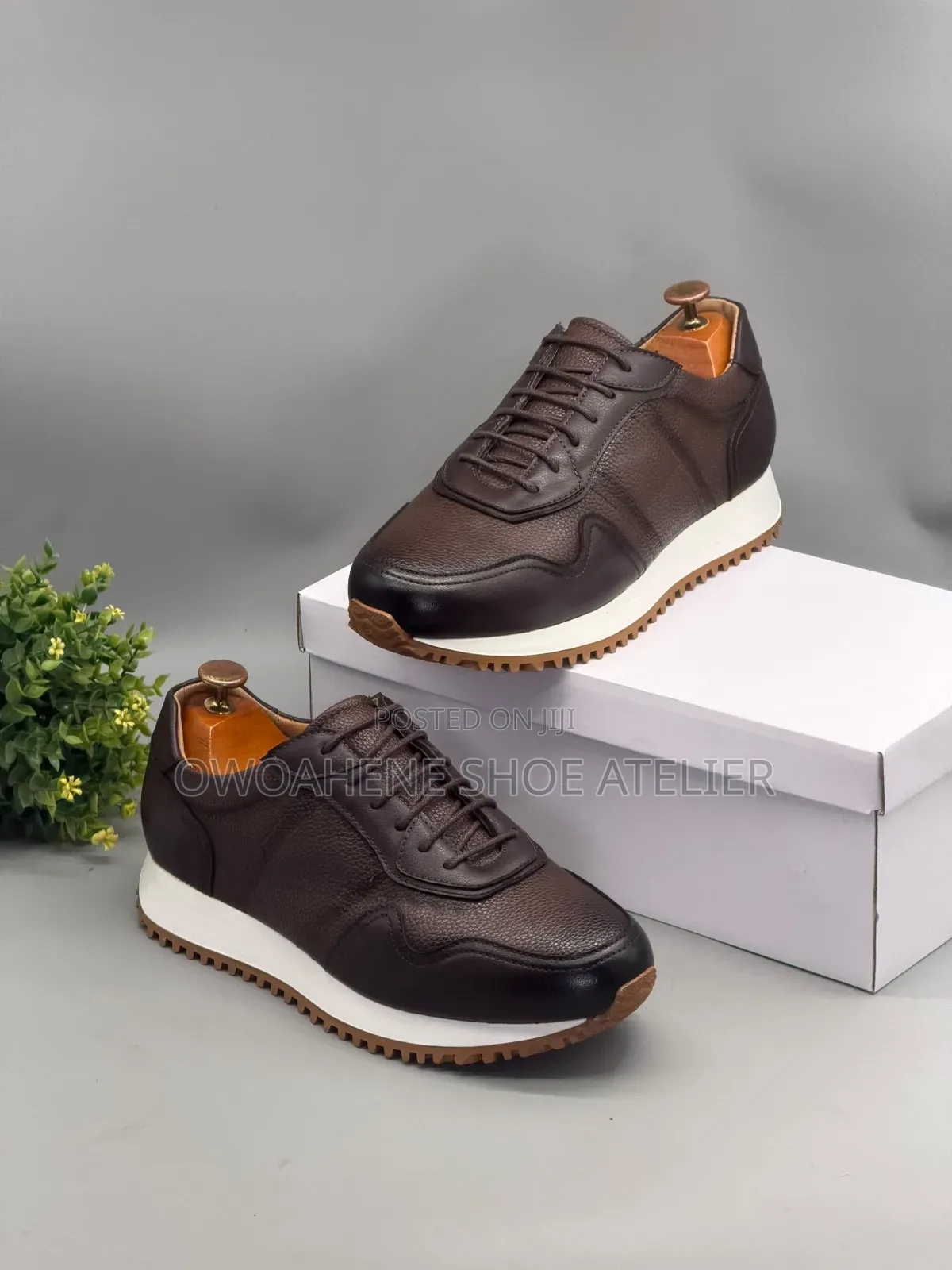 Berluti ÉlanTM Comfort Ergonomic Luxe Leather Sneakers in Coffee Brown