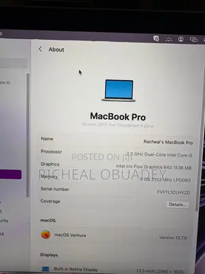 Laptop Apple MacBook Pro 2017 8GB Intel Core i5 SSD 256GB