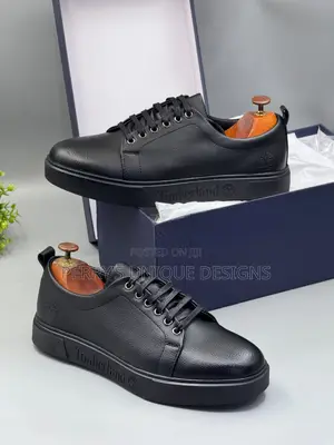 * Premium Timberland Executive All-Black Leather Casual Sneakers
