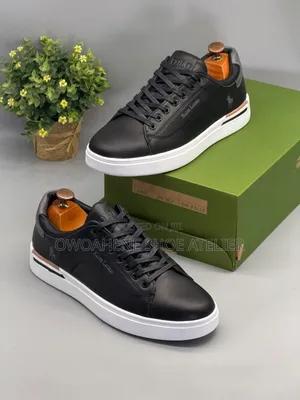 Polo Ralph Lauren Black Leather Low-Top Sneakers,