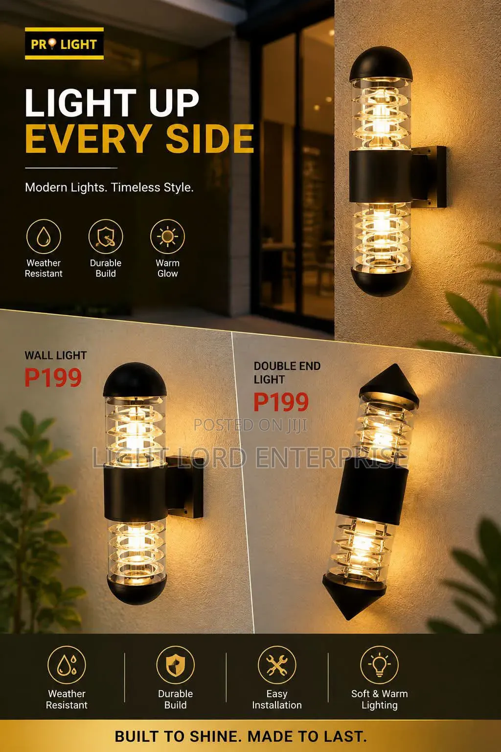 Weather Resistance Built to Shine /Made to Late Wall Lamp
