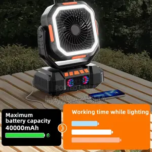 40,000mAh Solar Rechargeable Fan With Lamp Remote