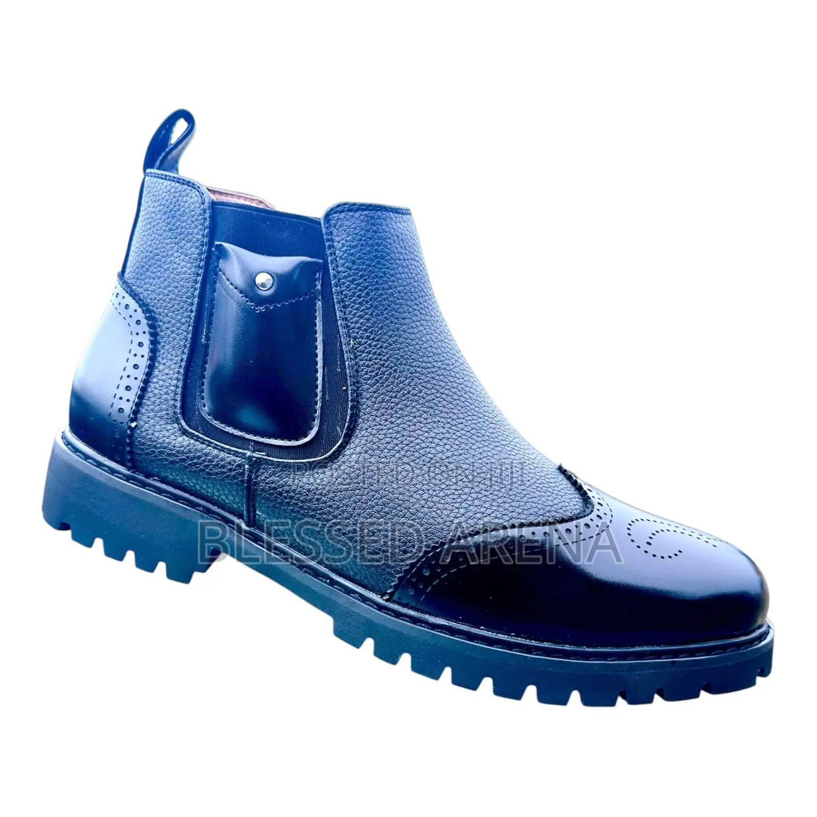 Black Chelsea Brogue Boot