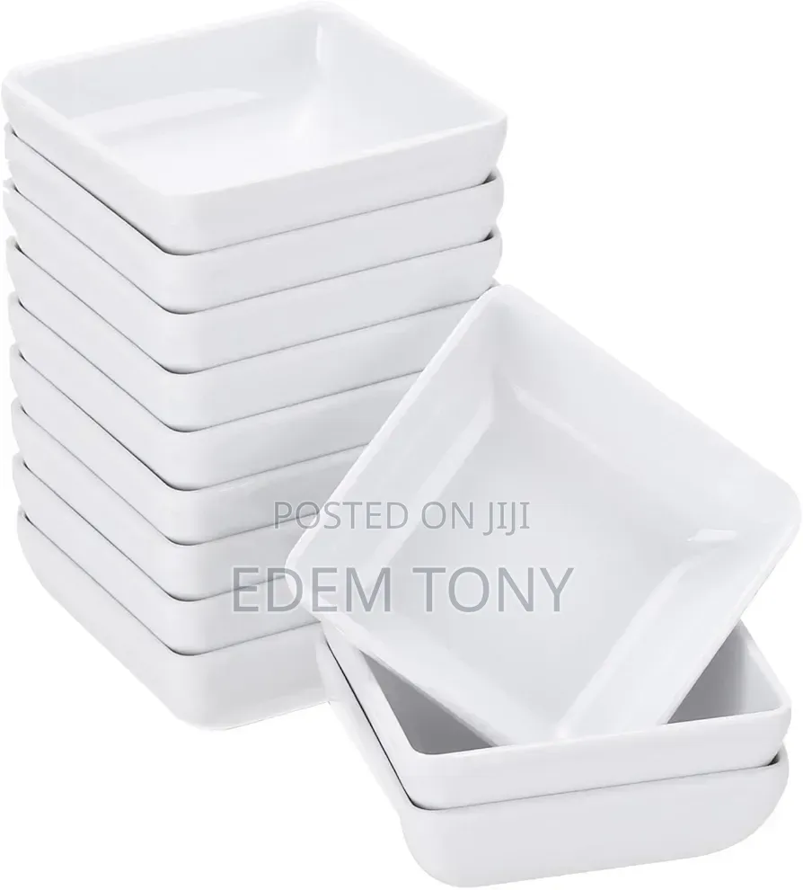 12Pcs Square Dipping Bowls, Small White Side Dish Bowls Soy Dishes