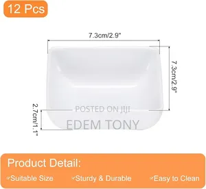 12Pcs Square Dipping Bowls, Small White Side Dish Bowls Soy Dishes