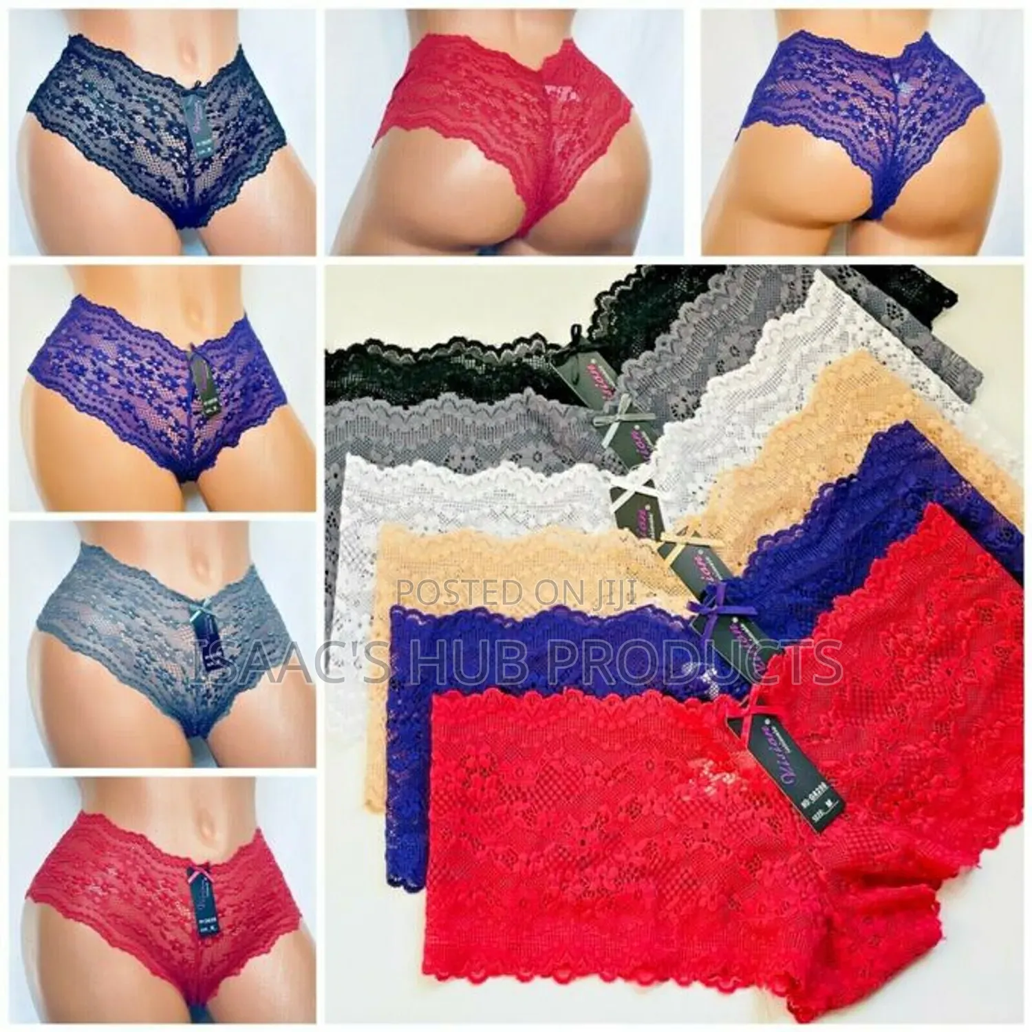 12 Pieces of Ladies Cotton Lace Panties Set- Muilticolours
