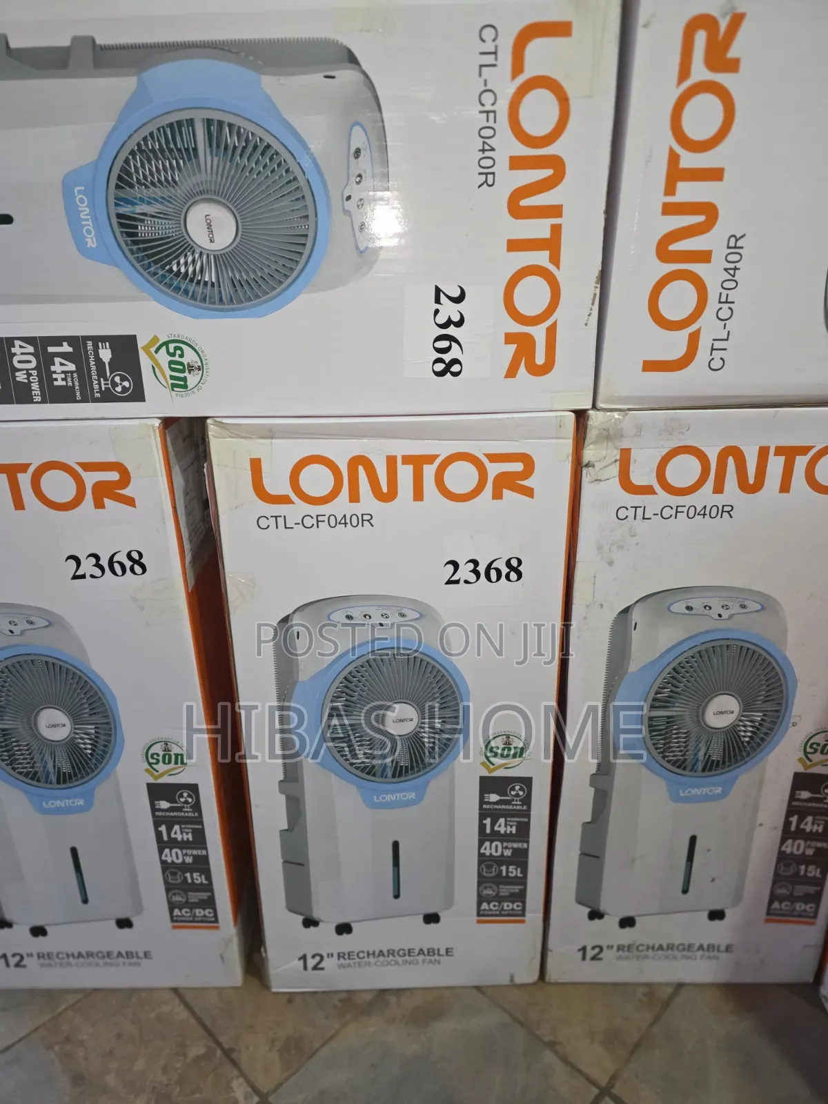 LONTOR CTL-CF040R – 12" Rechargeable Water Cooling Fan