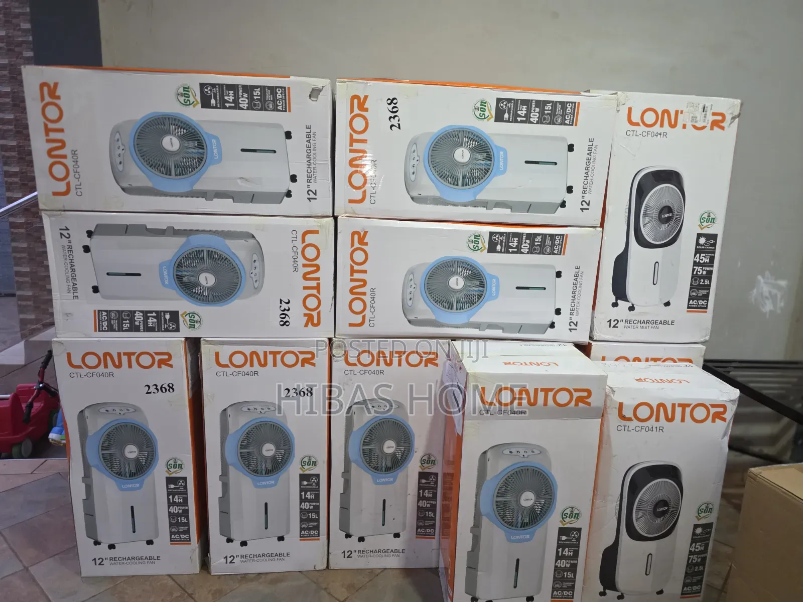 LONTOR CTL-CF040R – 12" Rechargeable Water Cooling Fan