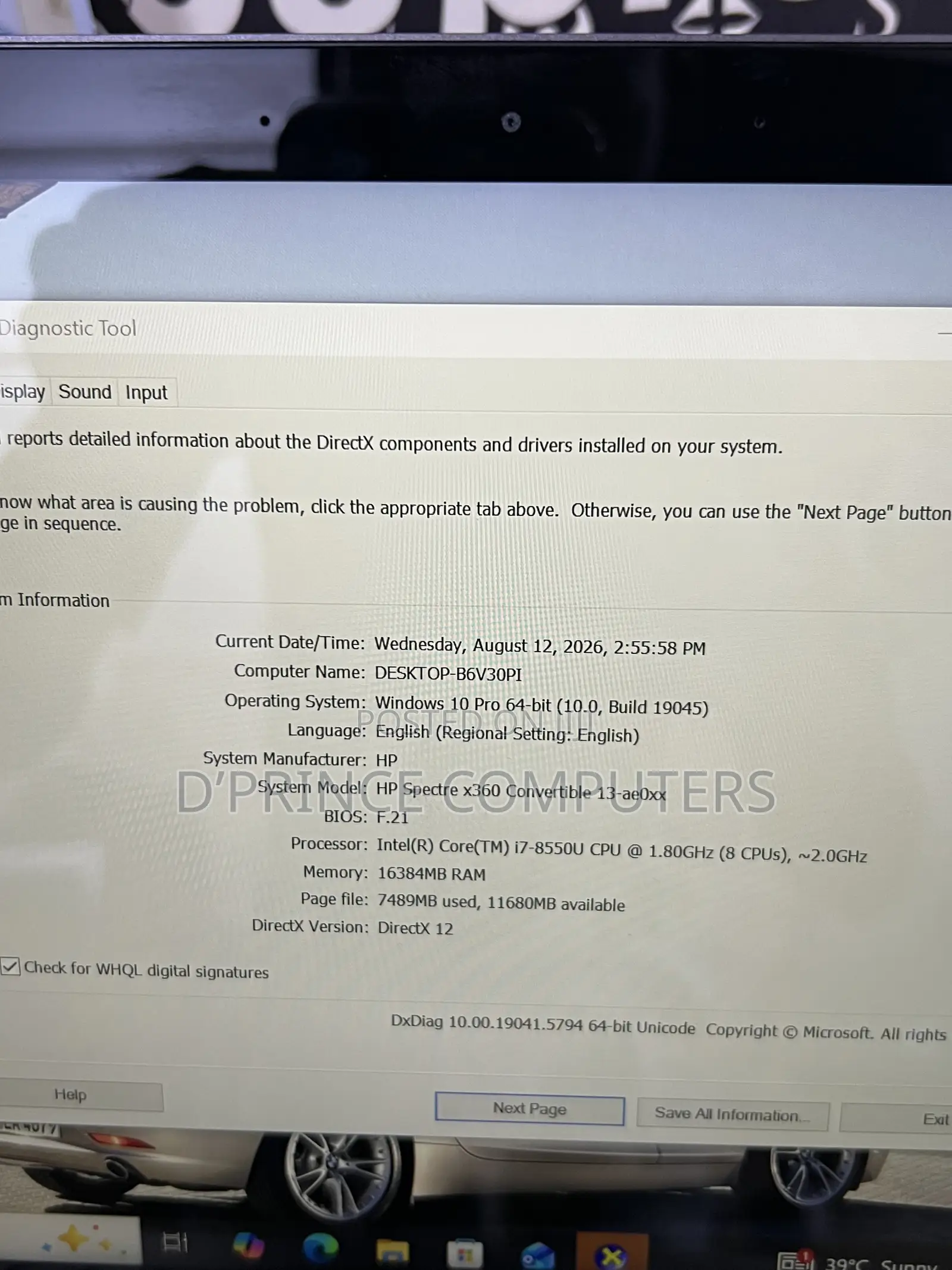 Laptop HP Spectre X360 13 16GB Intel Core i7 SSD 512GB
