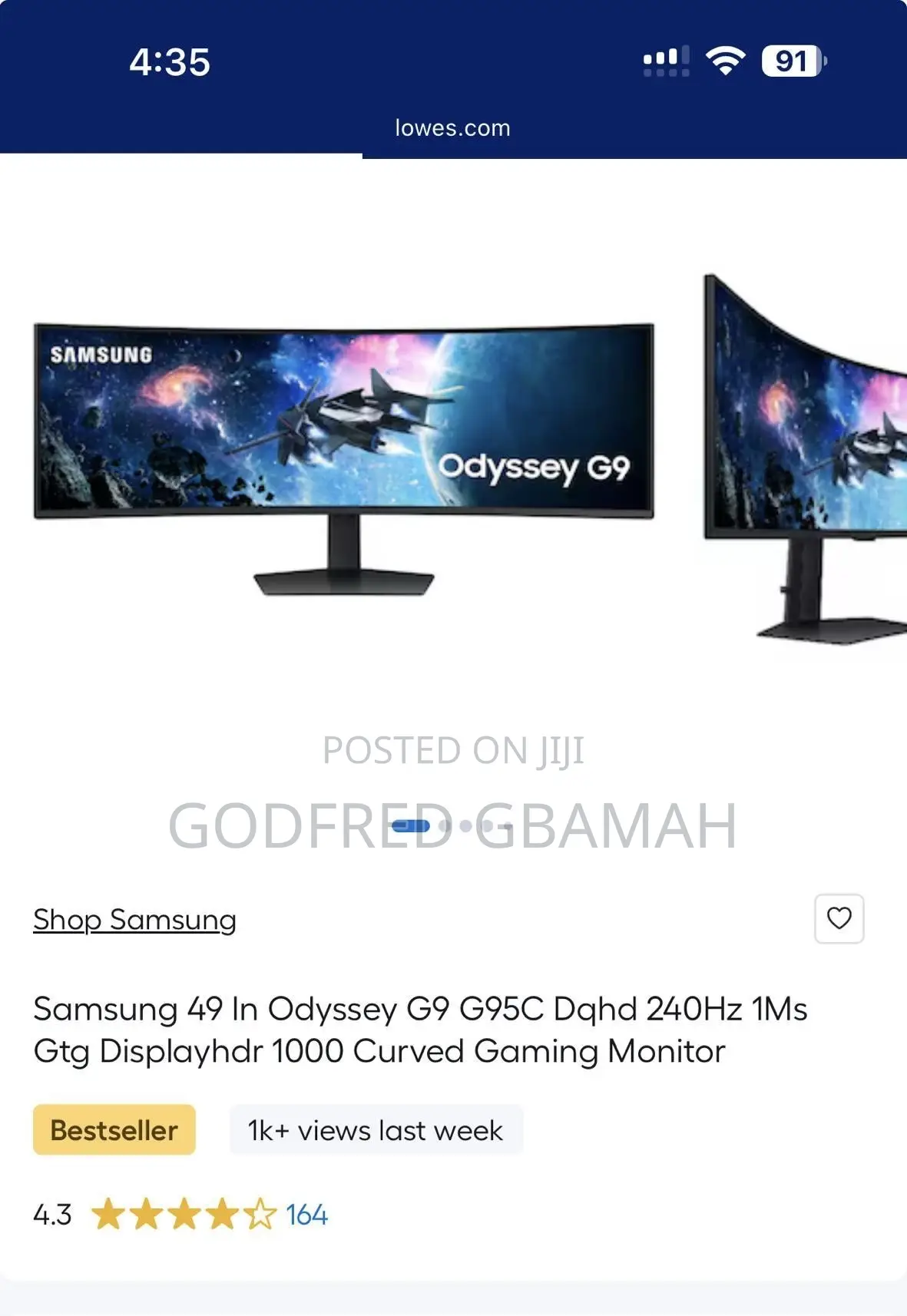 Brand New Samsung 49 Inches Odyssey G9 for Sale