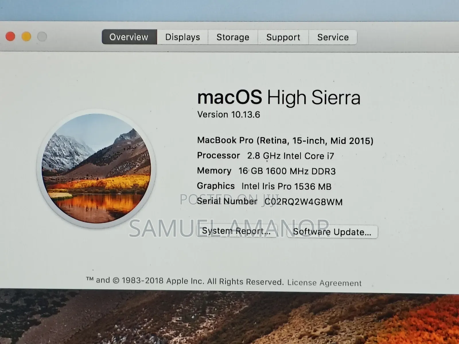 Laptop Apple MacBook Pro 2015 16GB Intel Core i7 SSD 1T