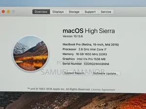 Laptop Apple MacBook Pro 2015 16GB Intel Core i7 SSD 1T