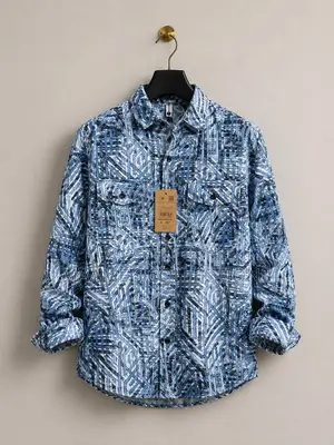 Men’s Premium Printed Long Sleeve Shirt – Stylish Smart
